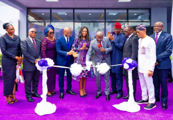 Governor, Sanwo-Olu (M) during the inauguration of Unilag Medical Research centre