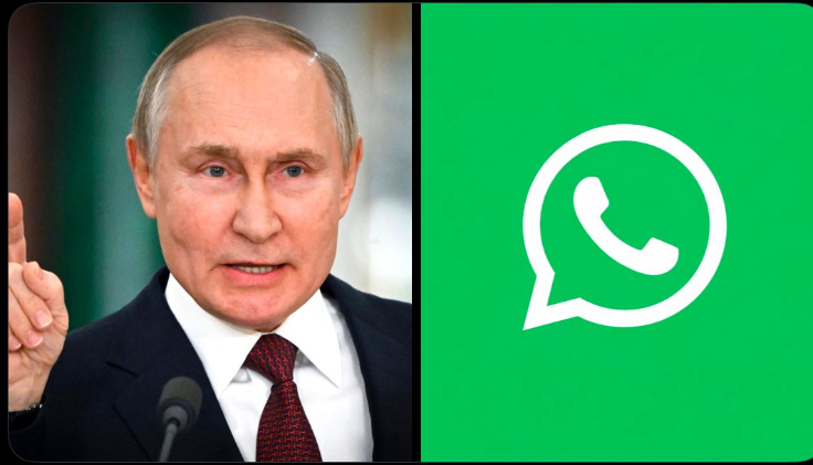 Russia President, Vladimir Putin and WhatsApp logo