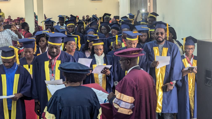 Postgraduate Diploma (PGD) Students of Nigerian Institute of Journalism (NIJ), Ogba, Lagos taking oath of admission during 2025/2026 matriculation ceremony today at Sir Kesington Adebutu Resource Centre.