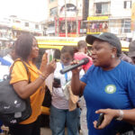 Activists sensitising traders on the Administration of Criminal Justice Law in Ikeja Ipodo Market, on Friday in Lagos/ Photo: Benedicta Bassey